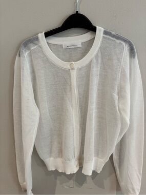 White Sheer Button-Front Cardigan Sweater
